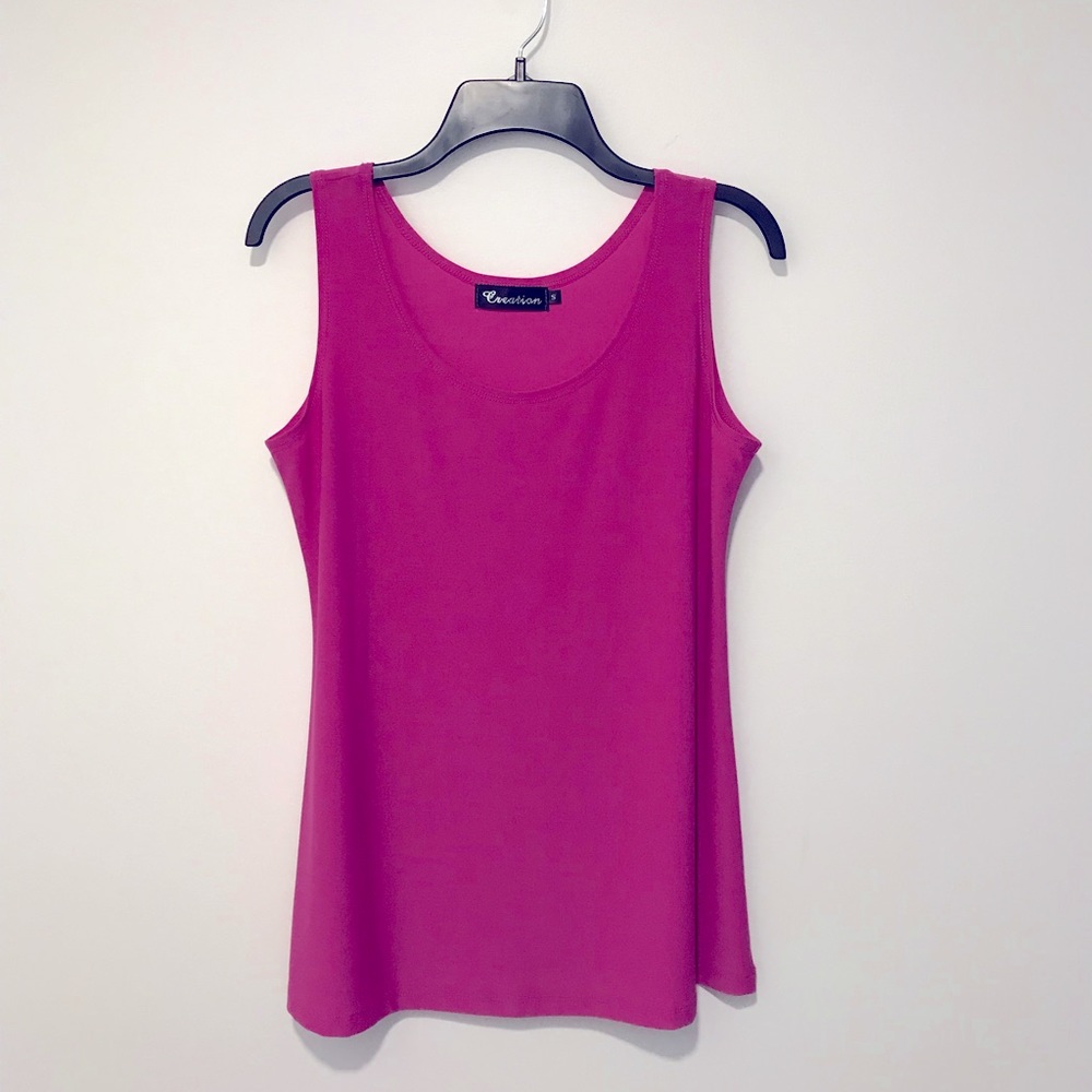 Magenta Long Tank, size S, polyester/spandex, Creation